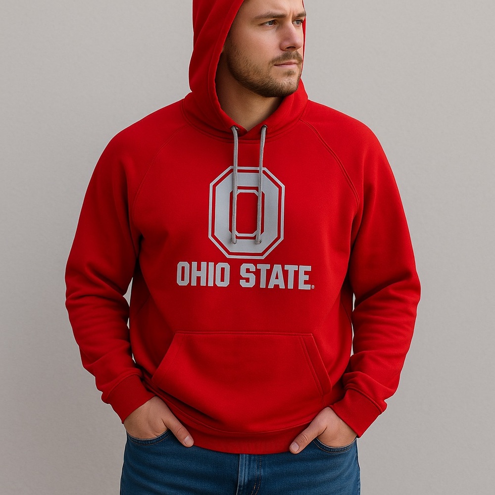 Ohio State Buckeyes Red Hoodie Men’s Medium – Colosseum Pullover Sweatshirt